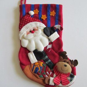Jingles & Joy 3D Santa & Reindeer Decorative Christmas Stocking Christmas Home